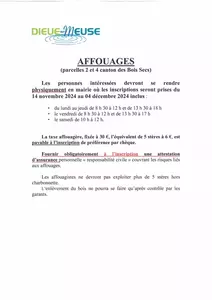 AFFOUAGES : INSCRIPTIONS